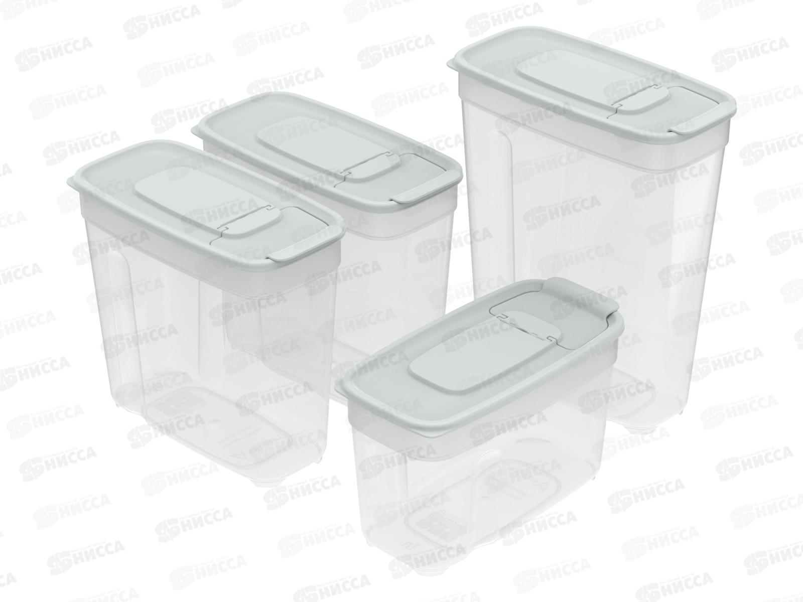 Набор контейнеров для сып. продуктов №1 (4шт) серый, АП 1138 (1л, 1,4лх2, 1,8л)  *36