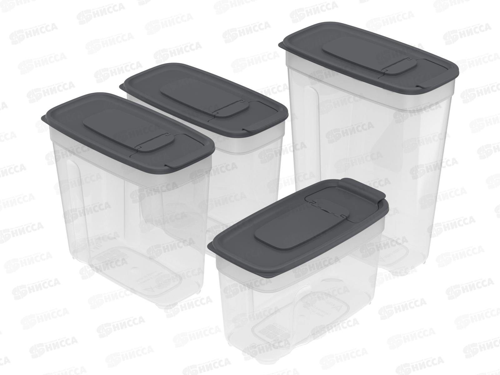 Набор контейнеров для сып. продуктов №1 (4шт) графит, АП 545 (1л, 1,4лх2, 1,8л)  *36