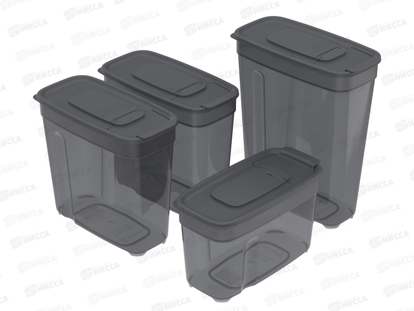 Набор контейнеров для сып. продуктов №1 (4шт) дымчатый, АП 1141 (1л, 1,4лх2, 1,8л) *36