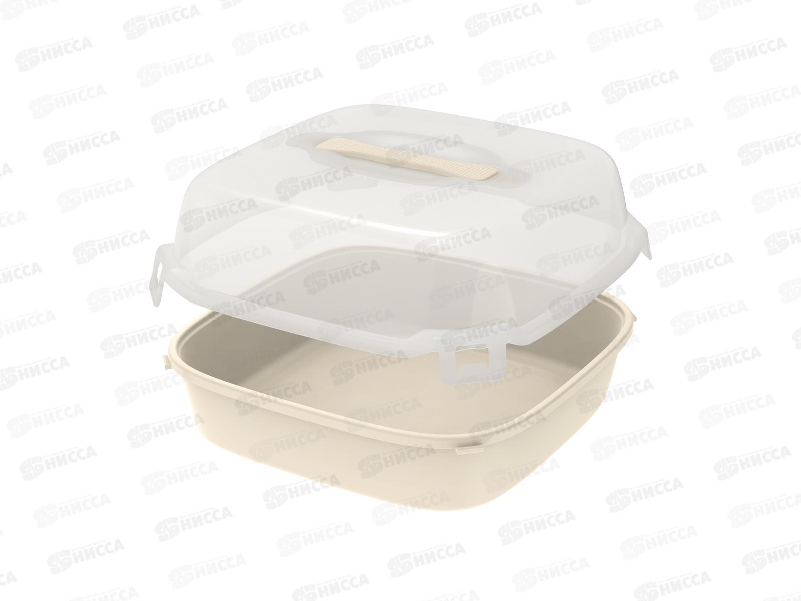 Контейнер для выпечки с ручкой (тортовница) слоновая кость, АП 773  *26(300х300х140мм)