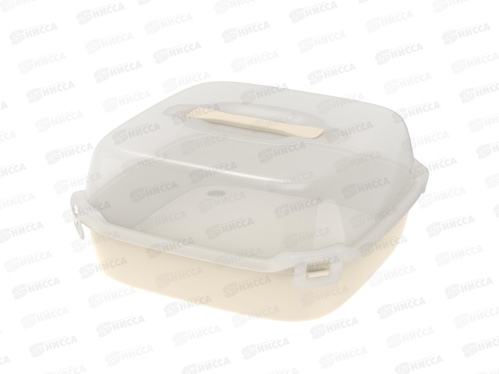 Контейнер для выпечки с ручкой и подложкой (тортовница) слоновая кость, АП 772  (300х300х140мм)  *13