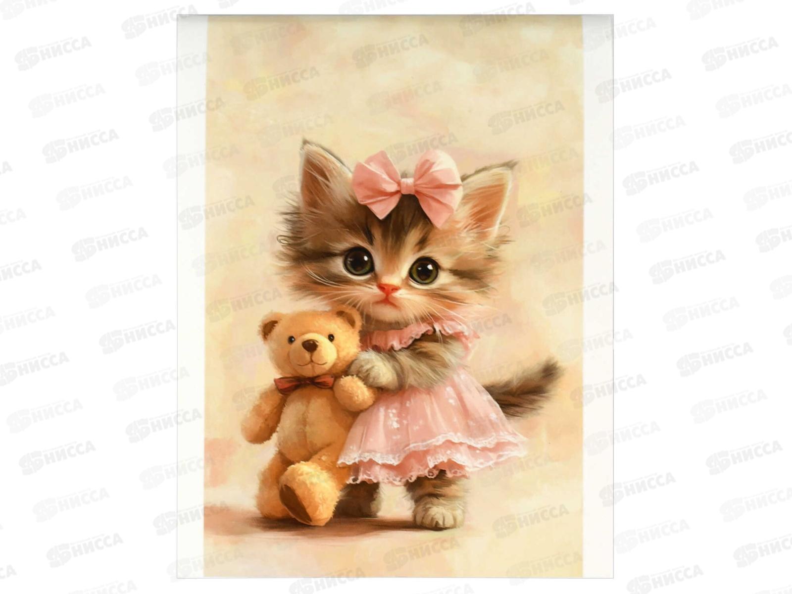 Блокнот 40л ФЕН А6 Котенок с плюшевым мишкой, 71640 *5/80