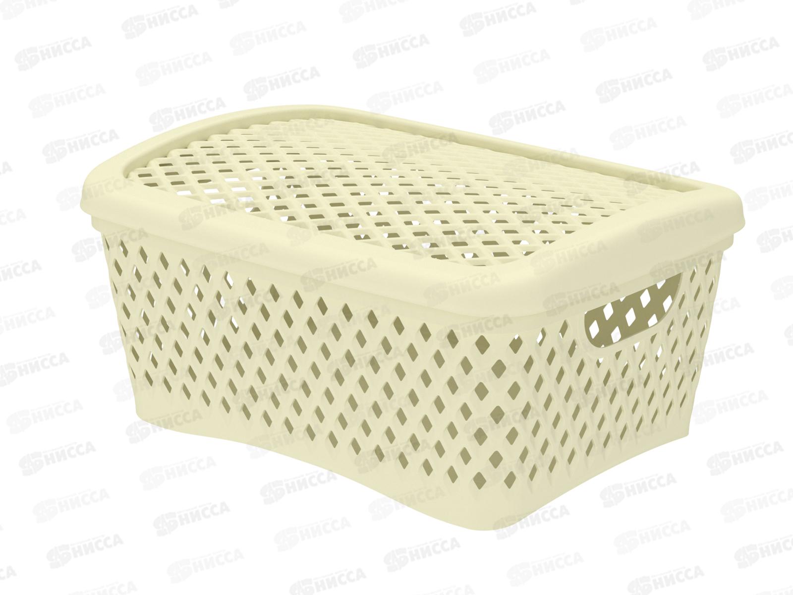 Корзинка с крышкой &quotРомбики&quot S ваниль, АП 441  (255х190х120мм)