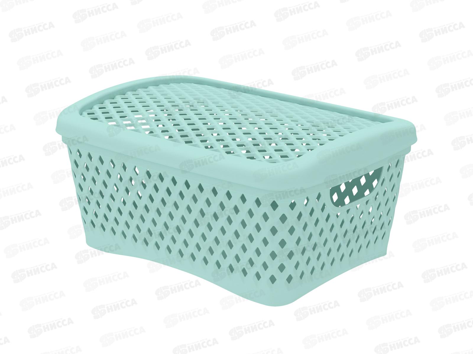 Корзинка с крышкой &quotРомбики&quot S мята, АП 455  (255х190х120мм)