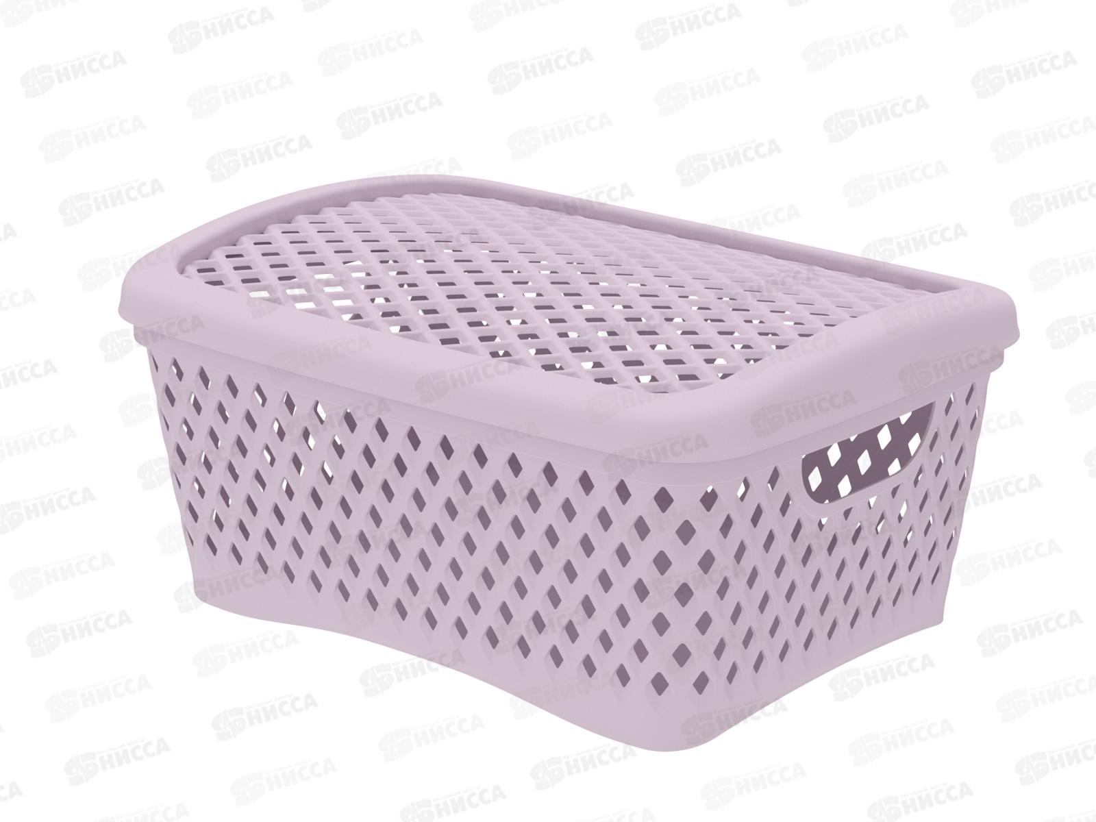Корзинка с крышкой "Ромбики" S пепел розы, АП 456  (255х190х120мм)