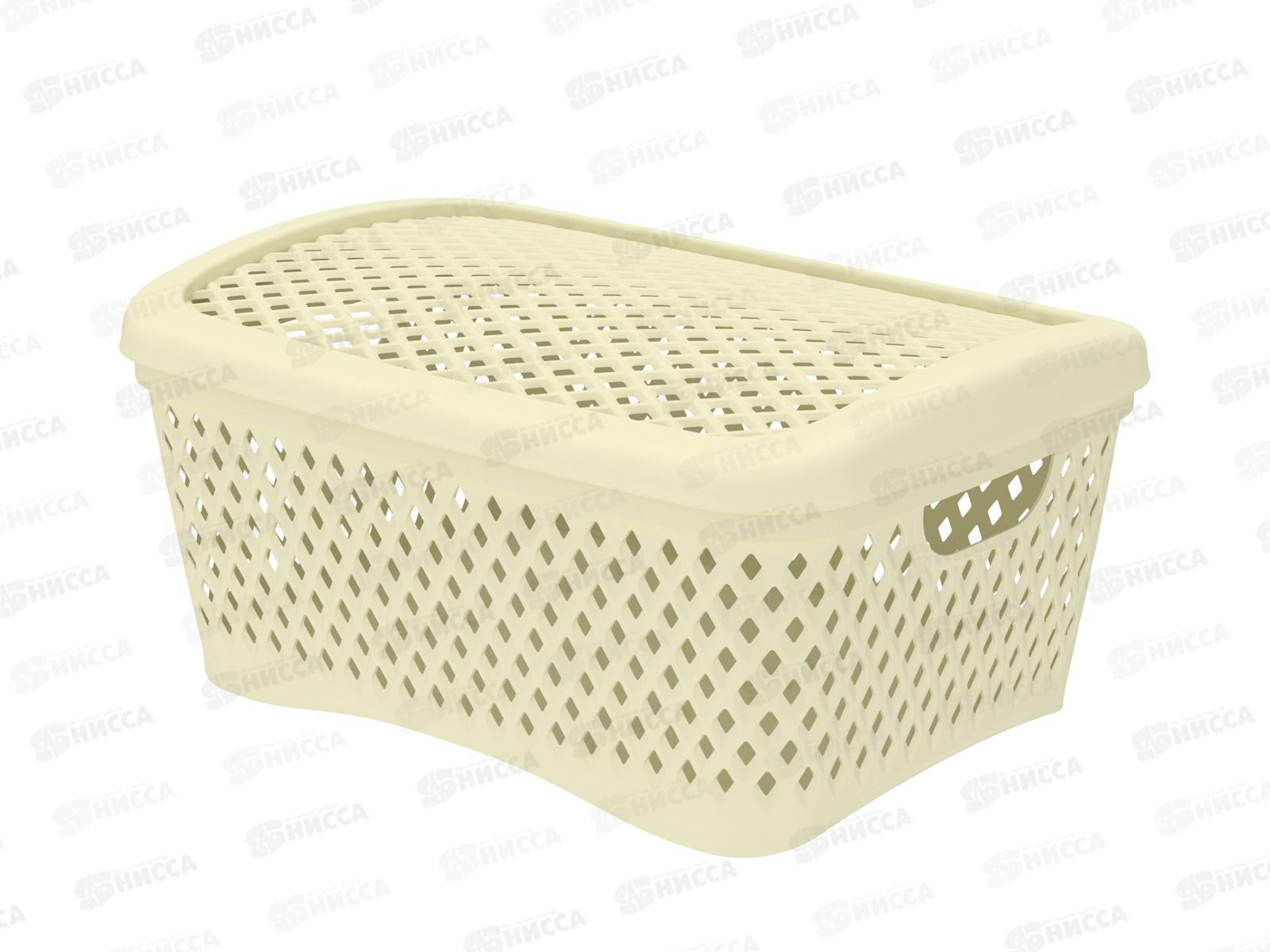 Корзинка с крышкой &quotРомбики&quot М ваниль, АП 442  (295х220х140мм)