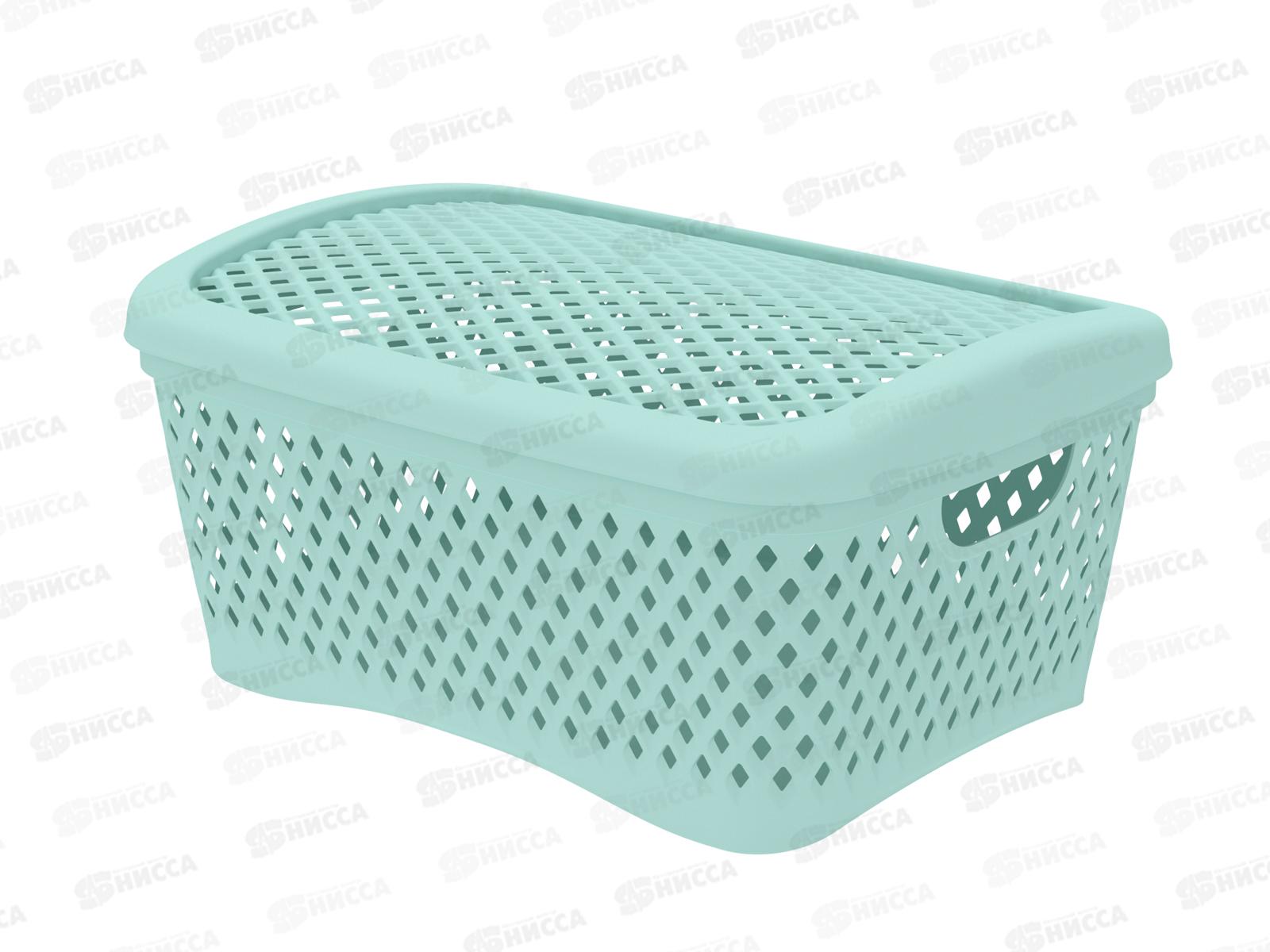 Корзинка с крышкой "Ромбики" М мята, АП 457  (295х220х140мм)