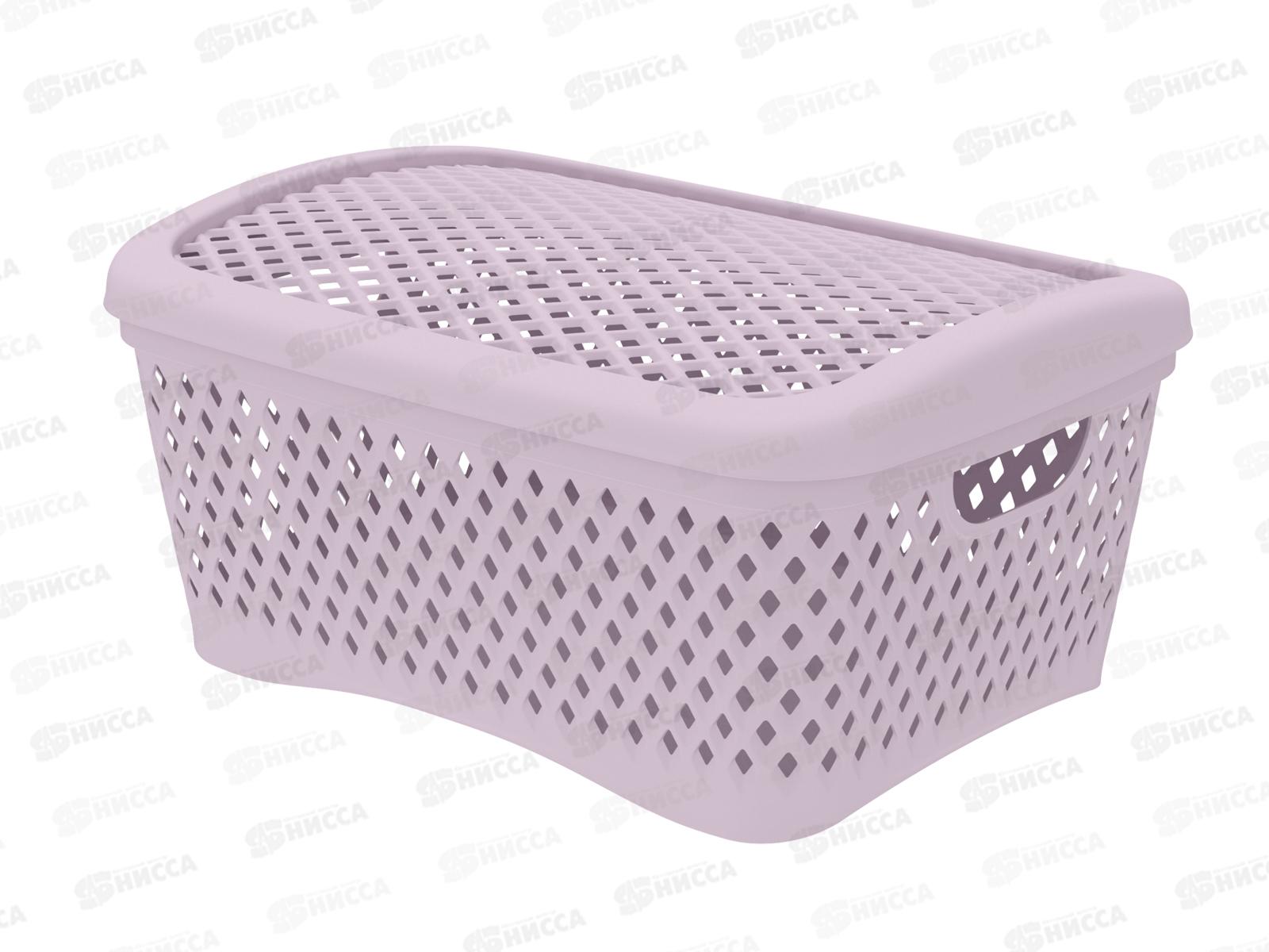 Корзинка с крышкой "Ромбики" М пепел розы, АП 458  (295х220х140мм)