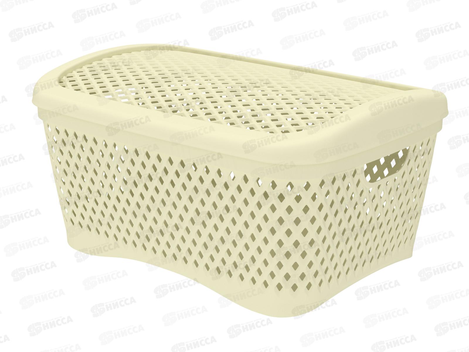 Корзинка с крышкой &quotРомбики&quot L ваниль, АП 443  (340х250х170мм)