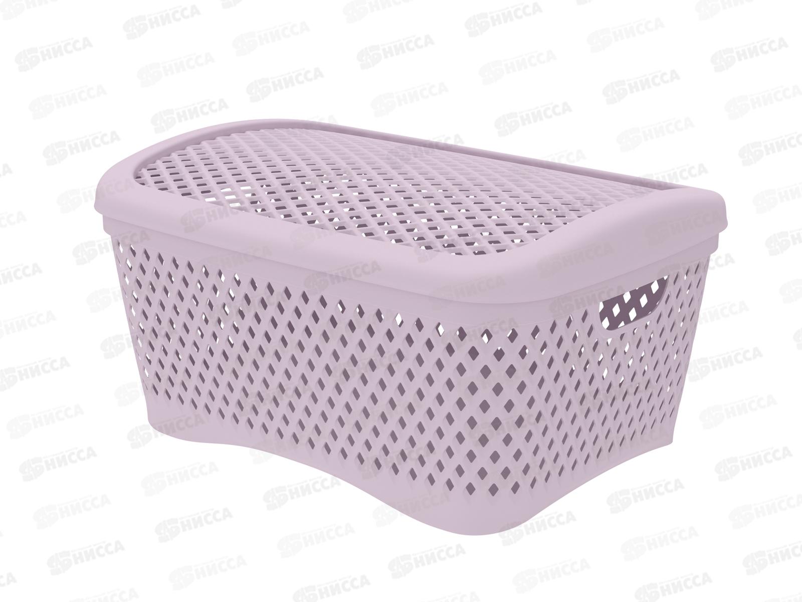 Корзинка с крышкой "Ромбики" L пепел розы, АП 460  (340х250х170мм)
