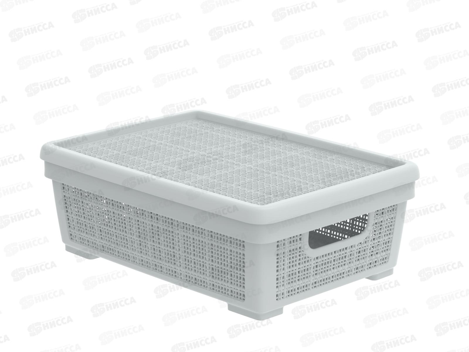 Корзина плетёная с крышкой &quotЛён&quot 11л, серый, АП 474 (400х284х137мм)