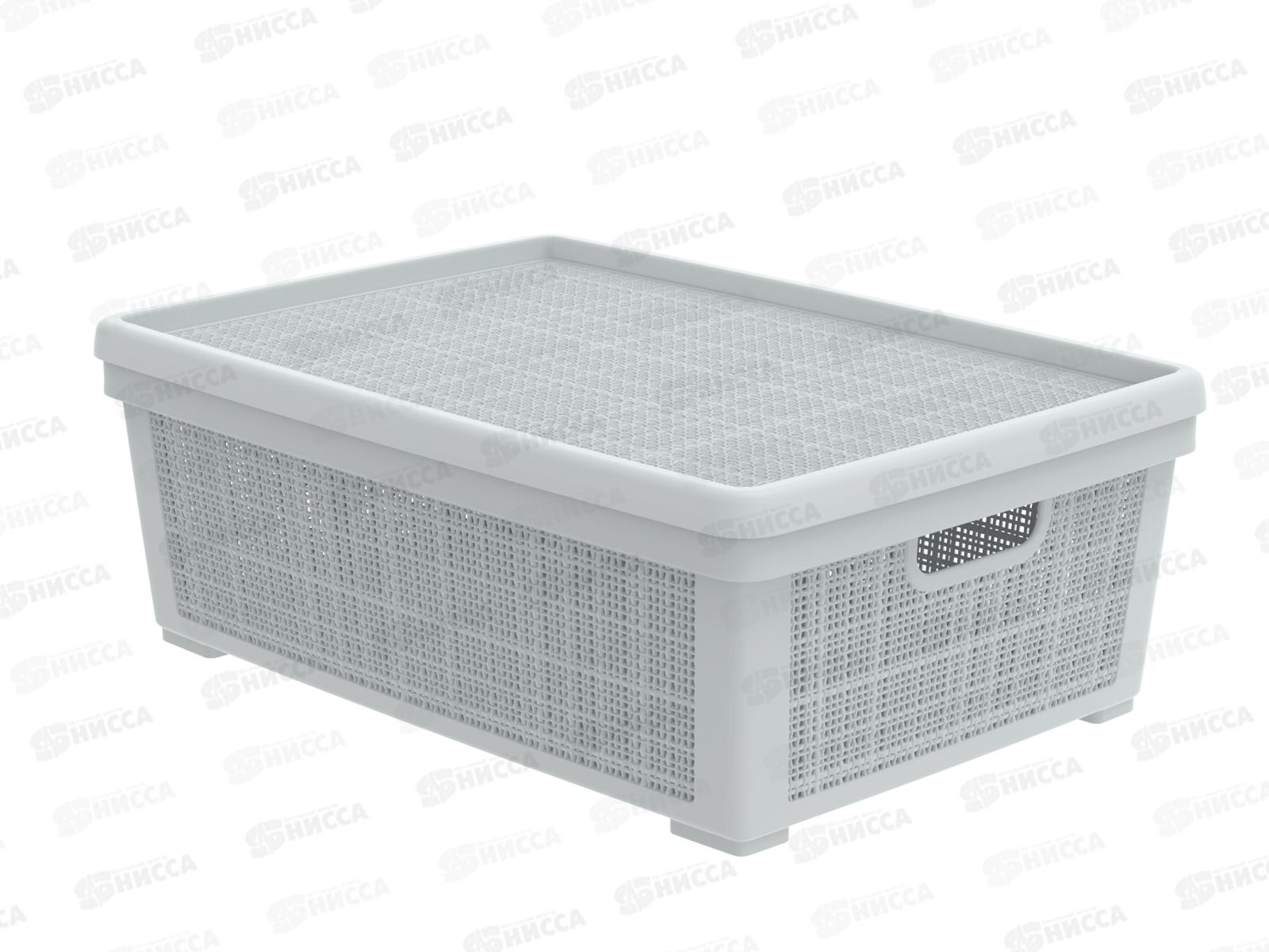 Корзина плетёная с крышкой &quotЛён&quot 35л, серый, АП 476  (568х400х203мм)