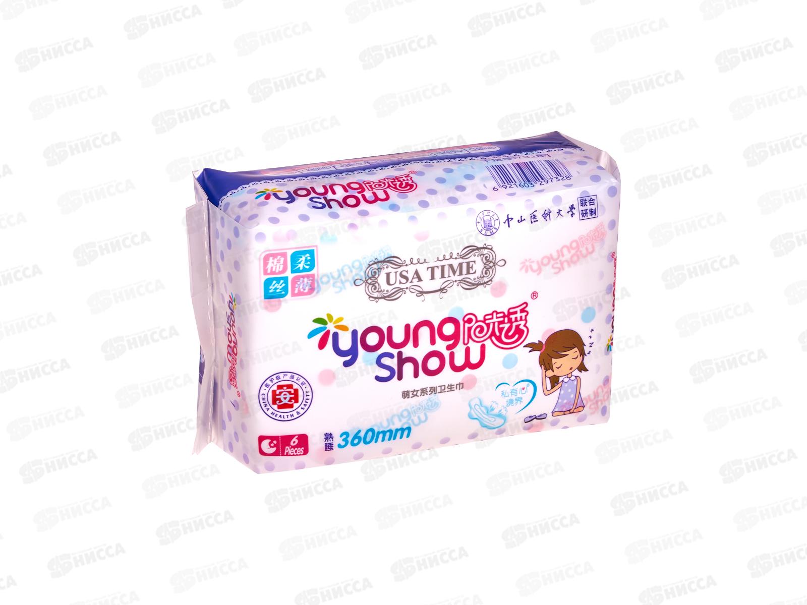 Young Show USA time прокладки гигиенические 6шт ночные с крылыш  *24