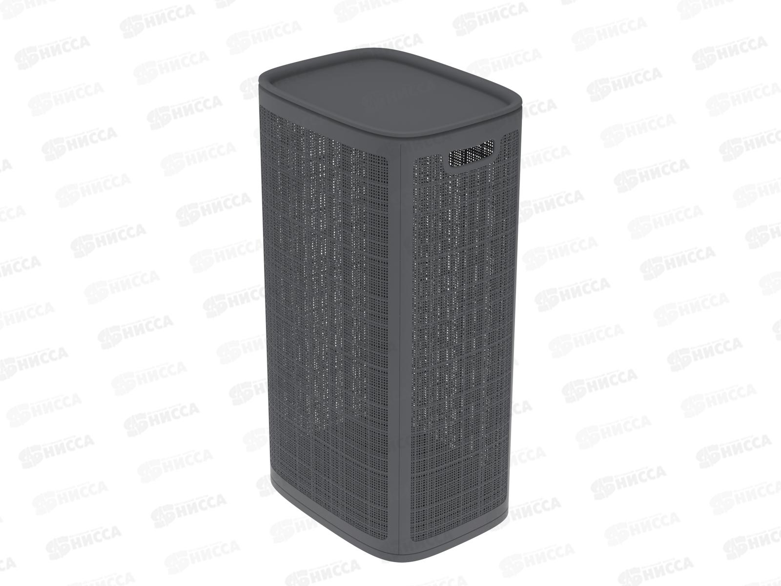 Корзина плетёная для белья "Лён" 100л, графит, АП 376 (430х321х800мм)