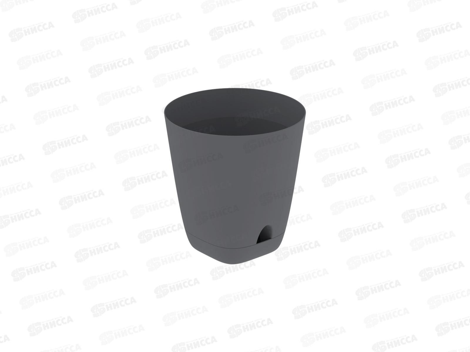 Кашпо &quotГранд&quot 2л графит (с поддоном) D-14,5см, H-15см, АП 1182 *40