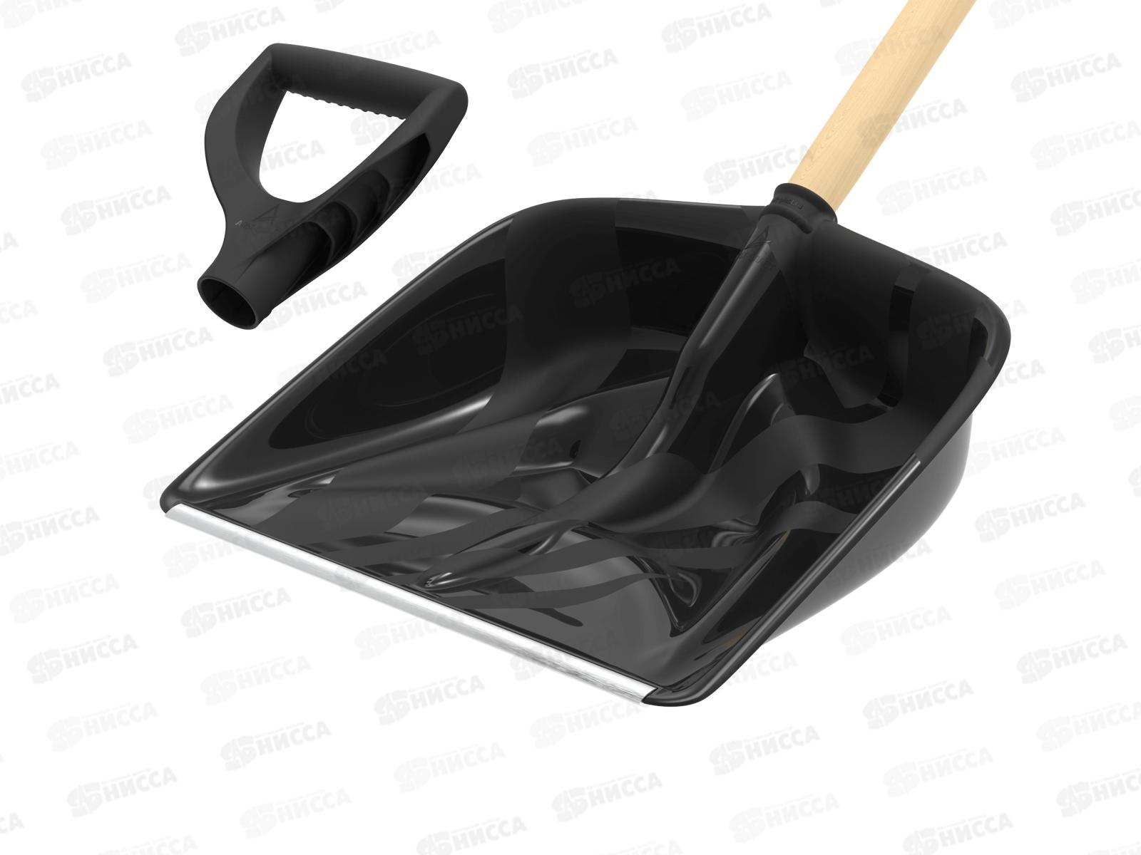 Лопата снеговая с мет. планкой и черенком и ручкой &quotАльфа&quot 460х420мм, АП 083  *15