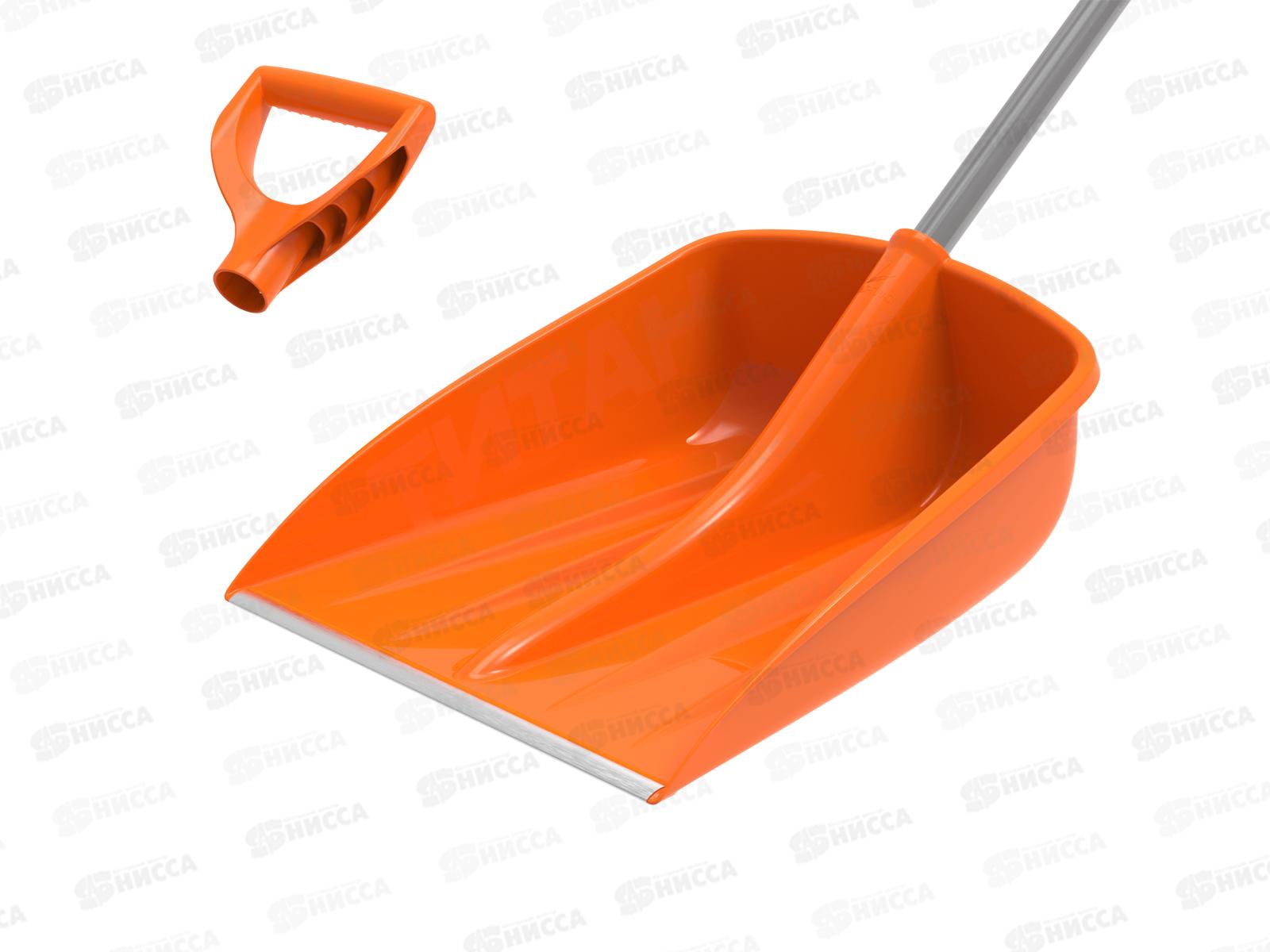 Лопата снеговая с мет. планкой и черенком и ручкой "Титан Премиум" 470х360мм, АП 1084