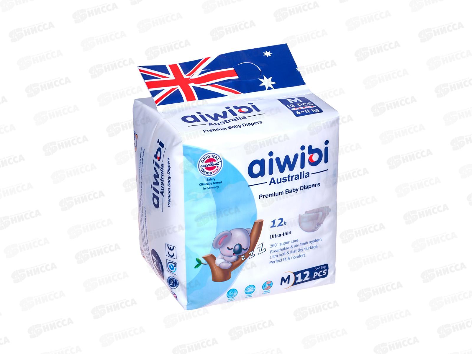 Aiwibi Premium Подгузники для детей 6-11кг M 12шт *20