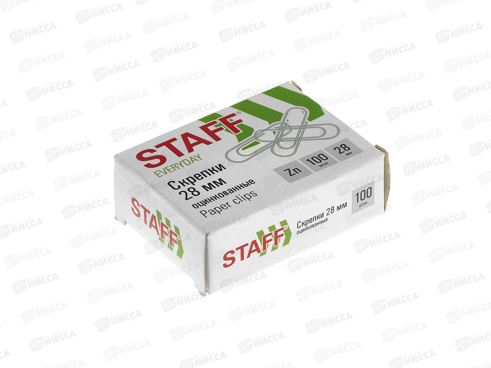 Скрепки STAFF 28мм 100шт, эконом оцинк.224799  *10