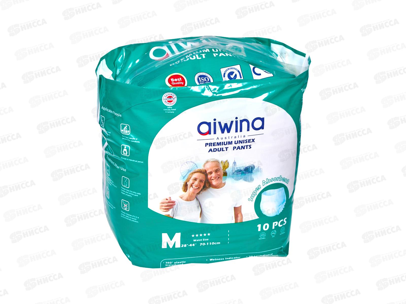 Aiwina Premium Подгузники-трусики для взрослых на резинке M 76*59см 10шт *6