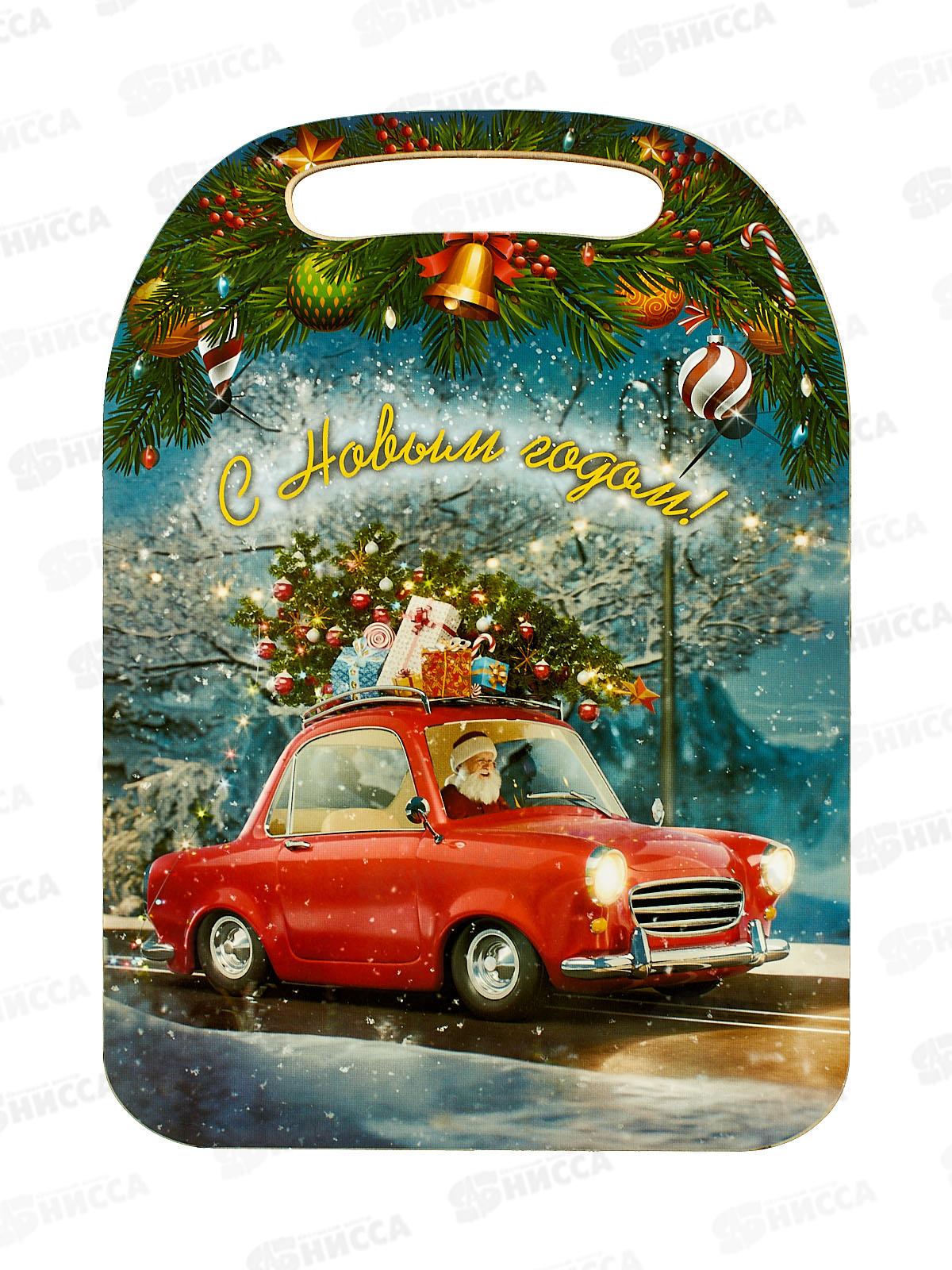 Доска разделочная  дерево НГ "Дед Мороз на машине" К-226 *22