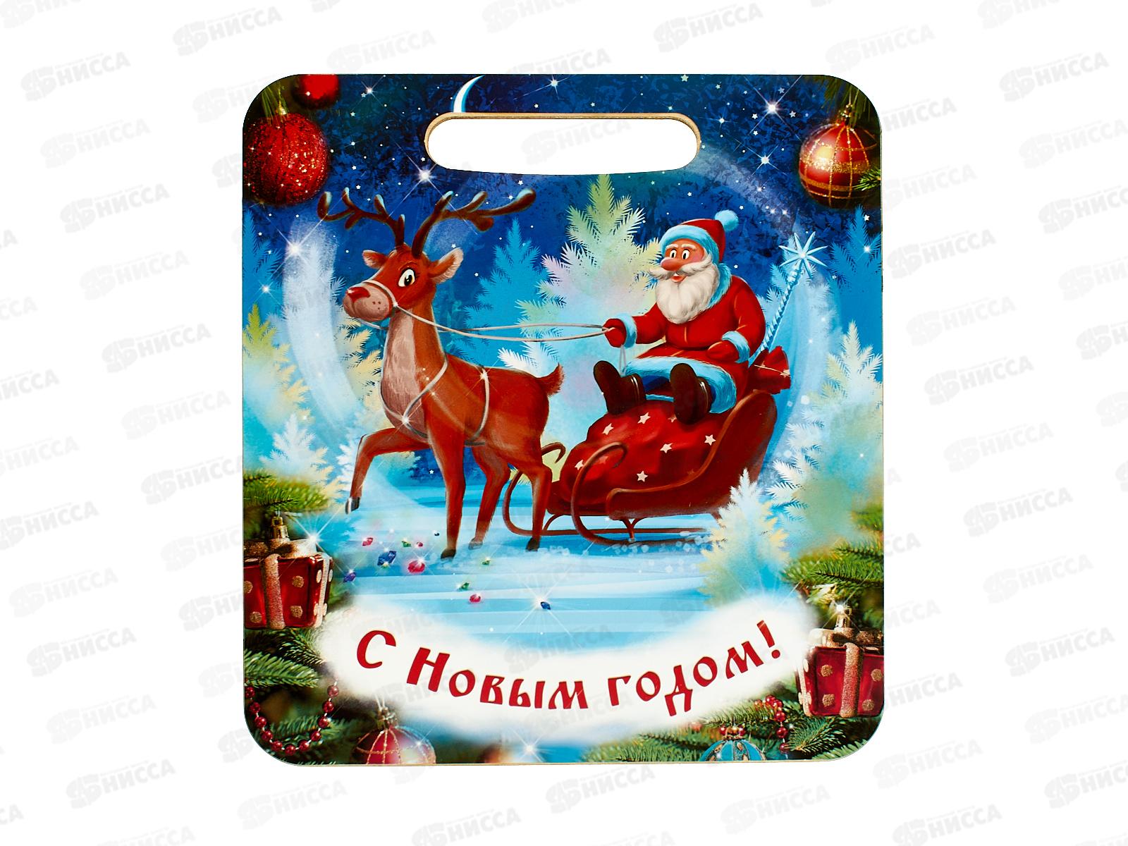 Доска разделочная  дерево малая НГ Дед мороз и олень Л-35 *50