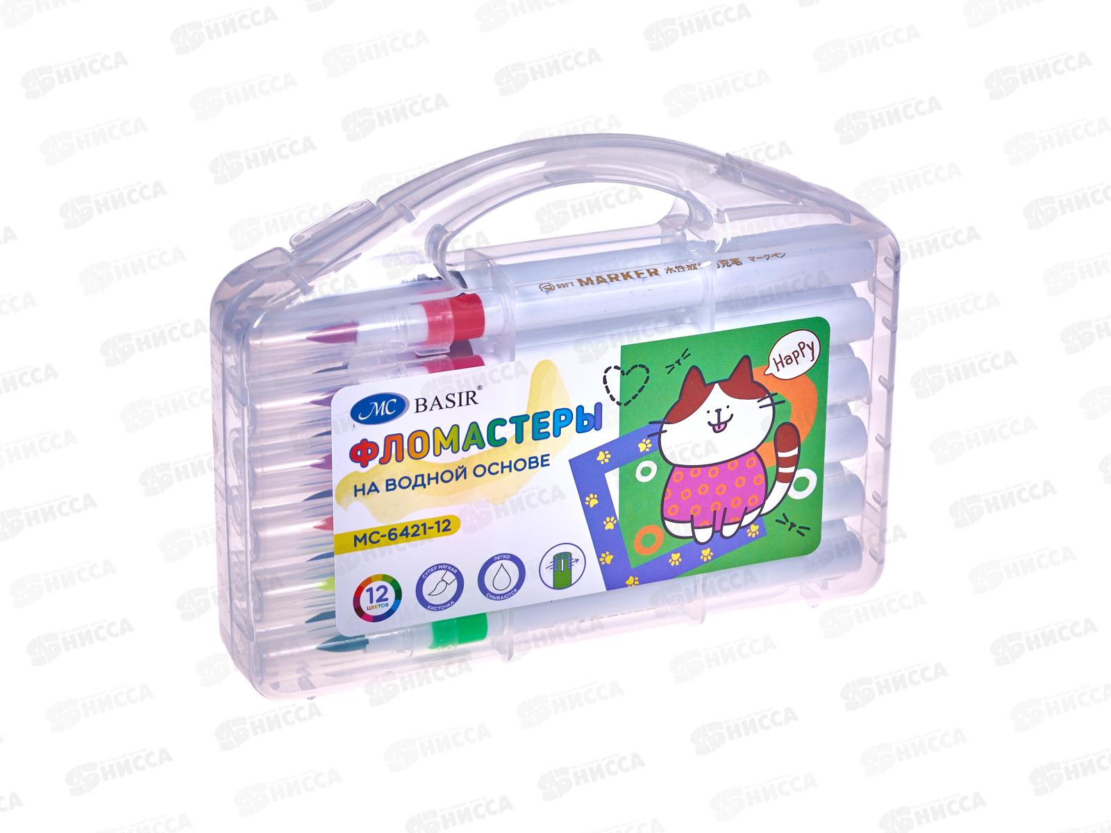 Фломастеры 12цв. BASIR Кошки, с мягкой кистью в/о МС-6421-12 *30/120