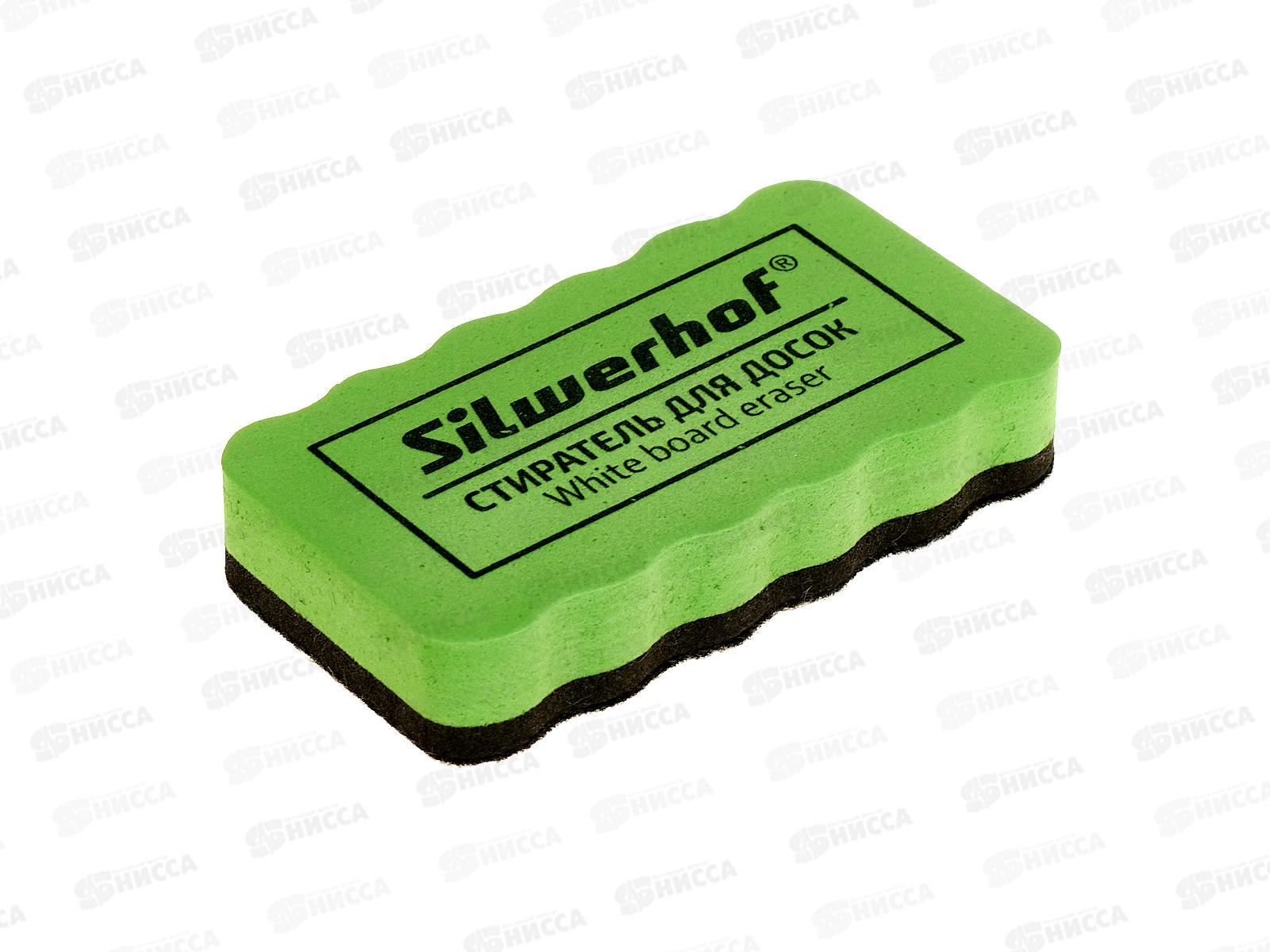 Стиратель д/доски SILWERHOF зеленый магн., 659004-02 *12/144