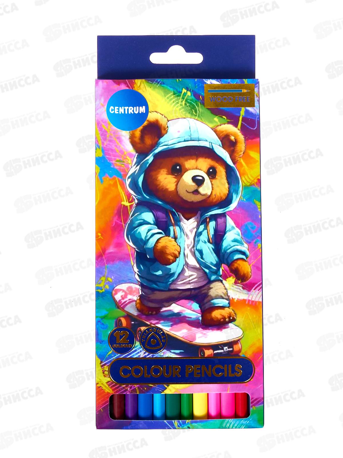 Карандаши 12цв CENTRUM Мишка, длин 177 мм., пл., 86152 *12/144