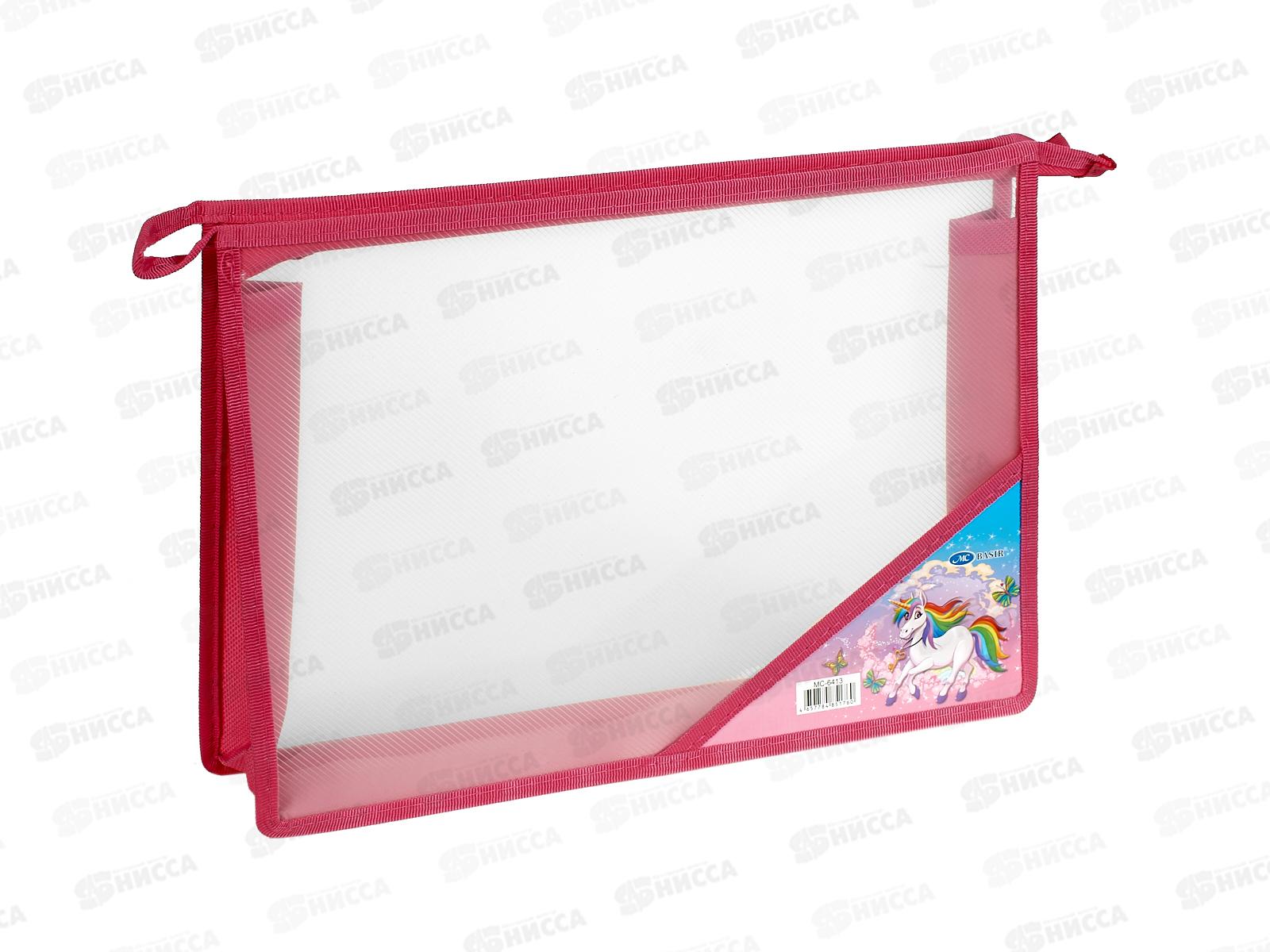 Папка на молнии А4, прозр. пластик, дизайн на уголке, 60мм, 12вид, D-608B-1018