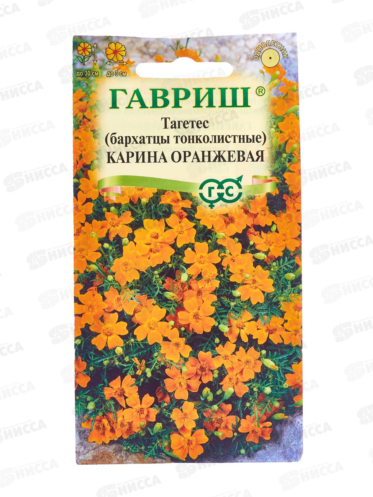 Бархатцы тонколист. Карина оранжевая (Тагетес) 0,05г  *10  ГШ