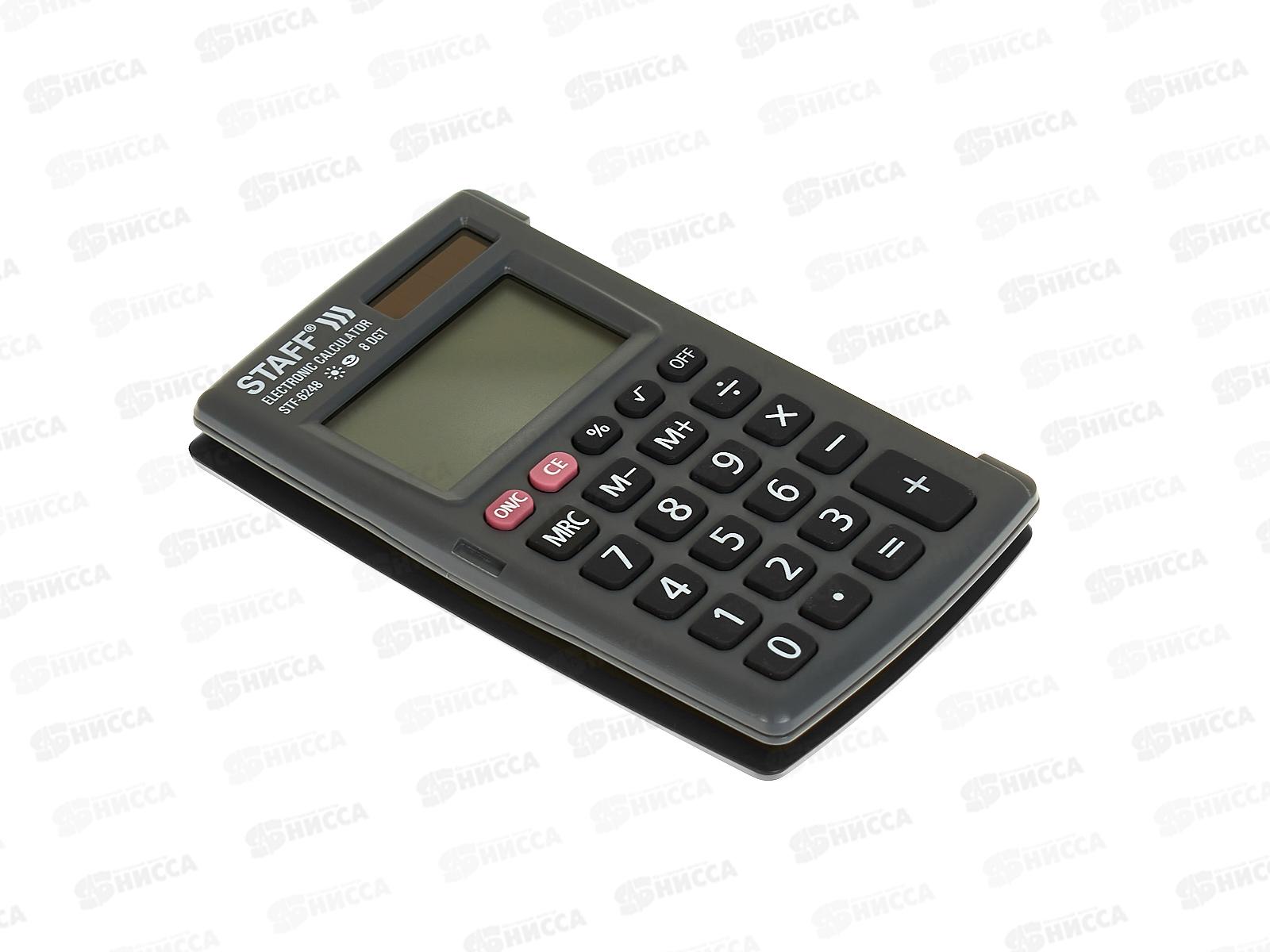 Калькулятор STAFF-6248 8 разр двойн пит Черный, карм.104*63мм 250284