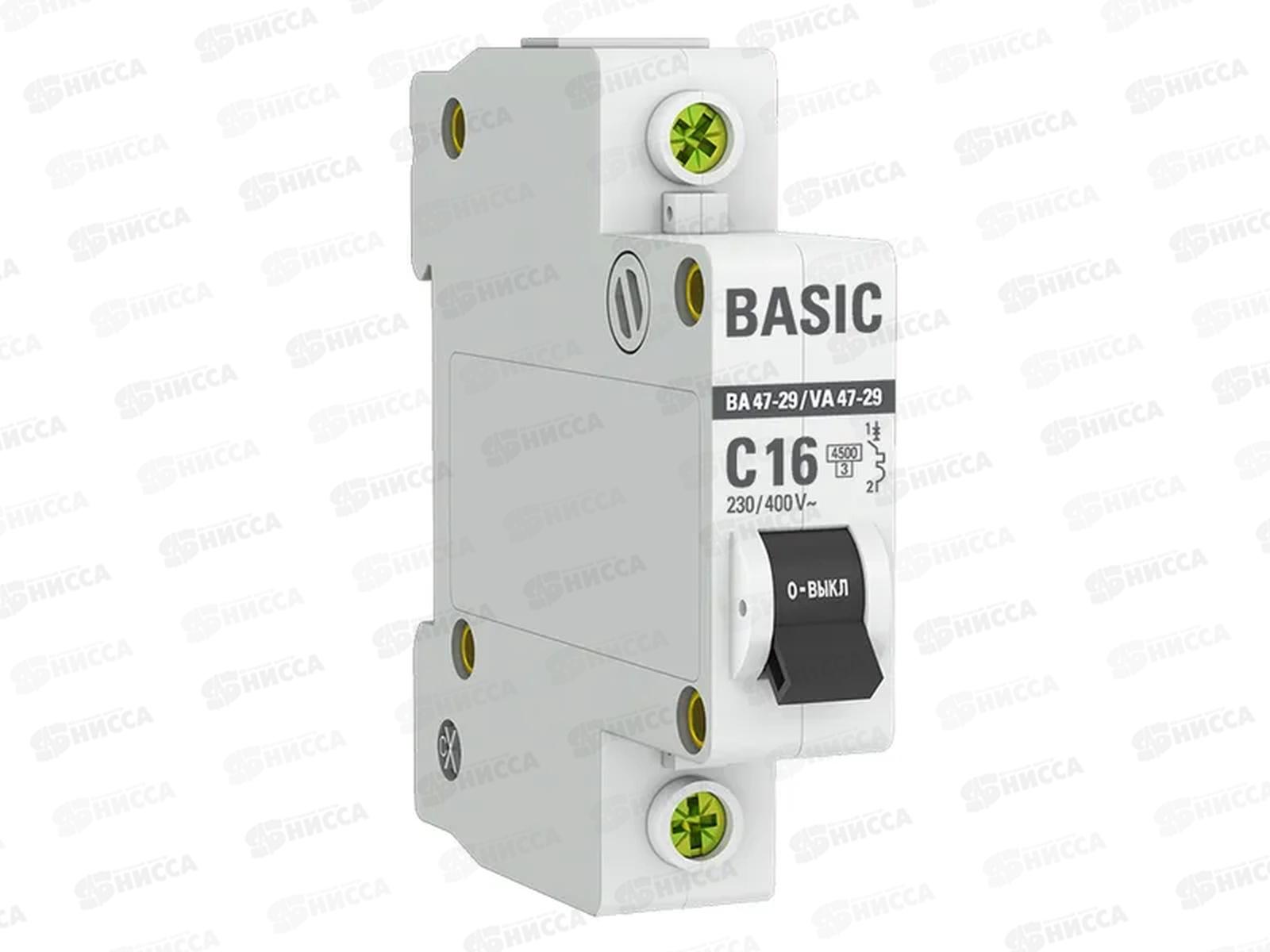 Автоматический выключатель ВА47-29 1P 16А 4,5кА C EKF Basic *12/120