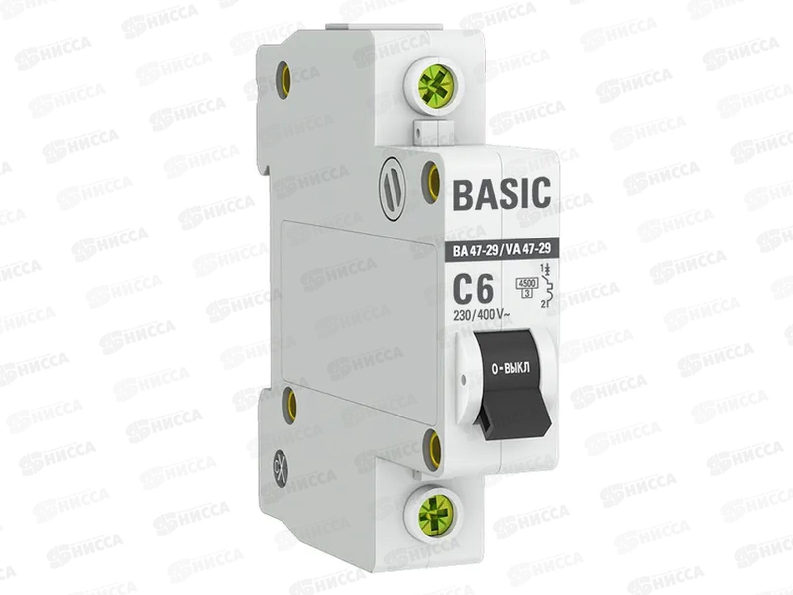 Автоматический выключатель ВА47-29 1P  6А 4,5кА C EKF Basic *12/120