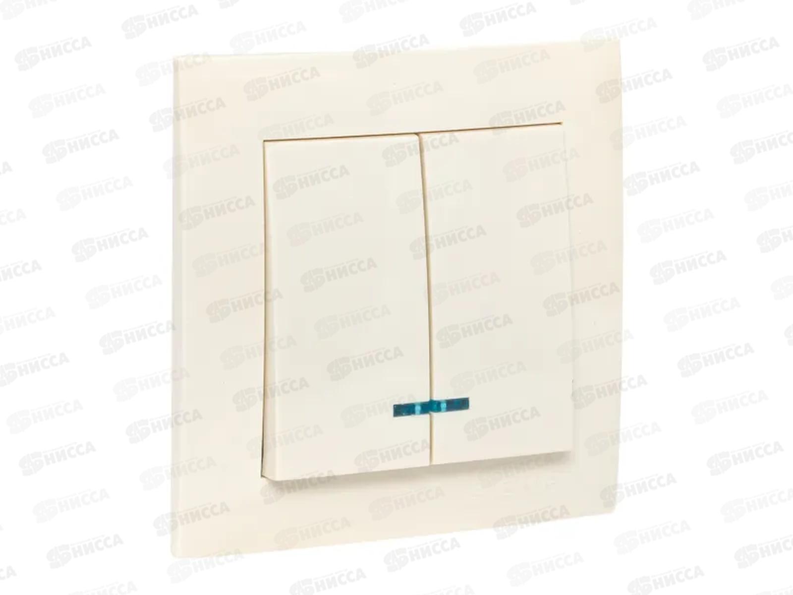 Выключатель EKF PROxima с индикатором Валенсия, 2-кл., скрытой установки 10А кремовый *10/120