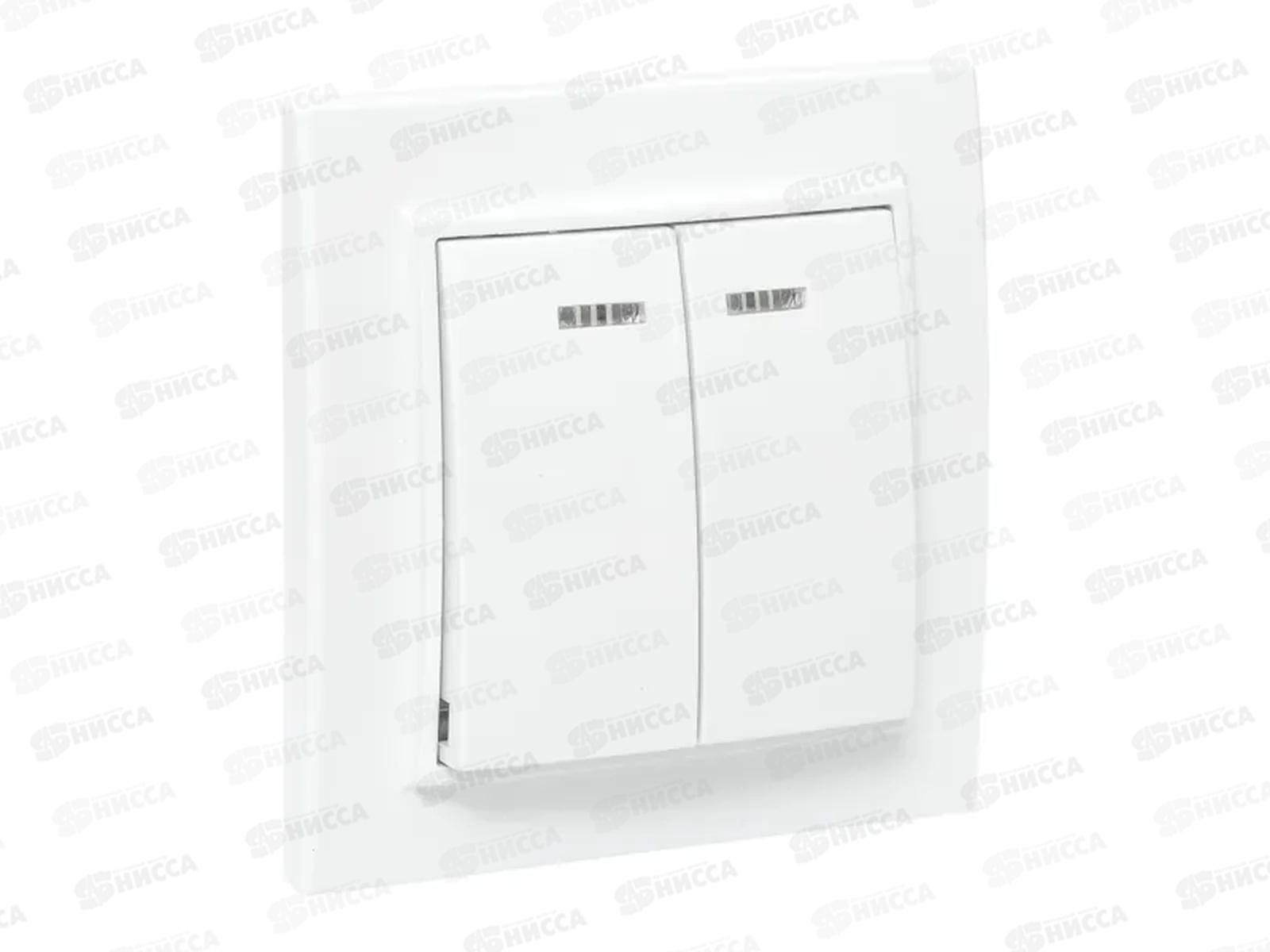 Выключатель EKF Минск 2-клавишный скрытой установки с индикатором,10А, белый