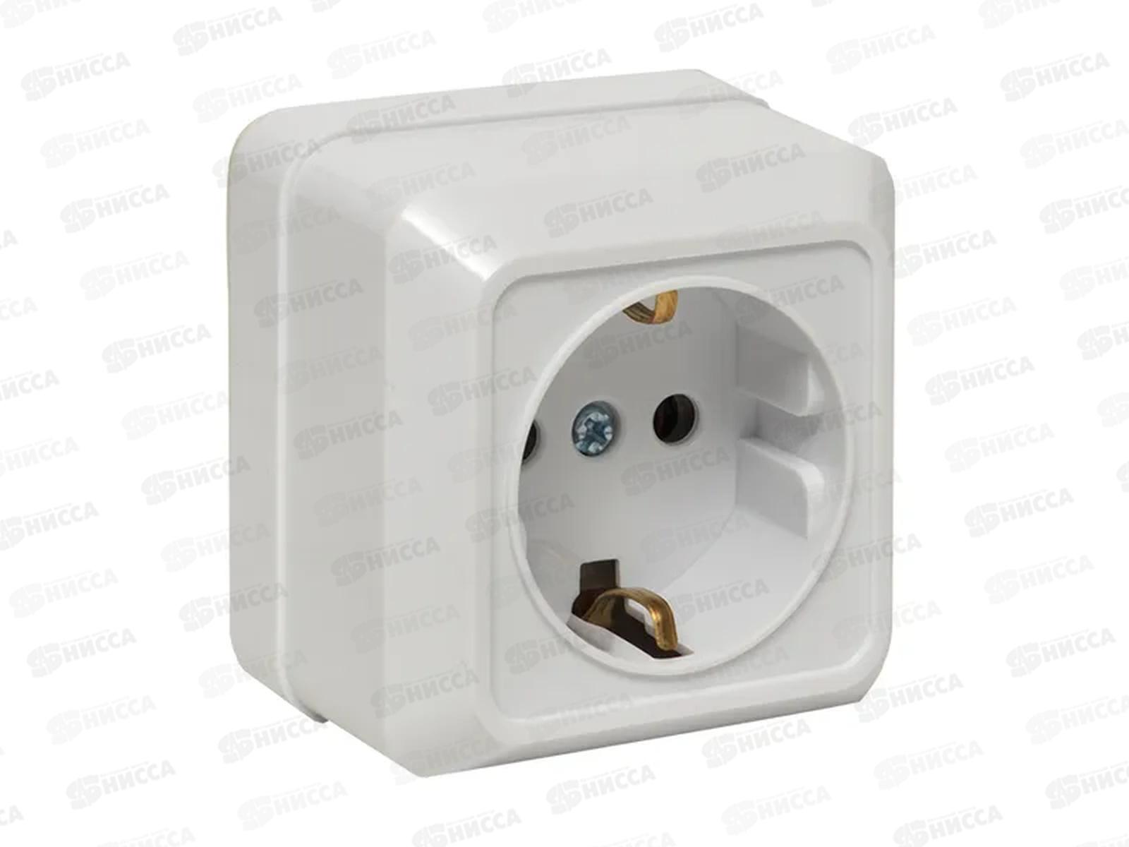 Розетка EKF Рим 1-местная 16А с заземелением, открытой уставновкибелая *10/200