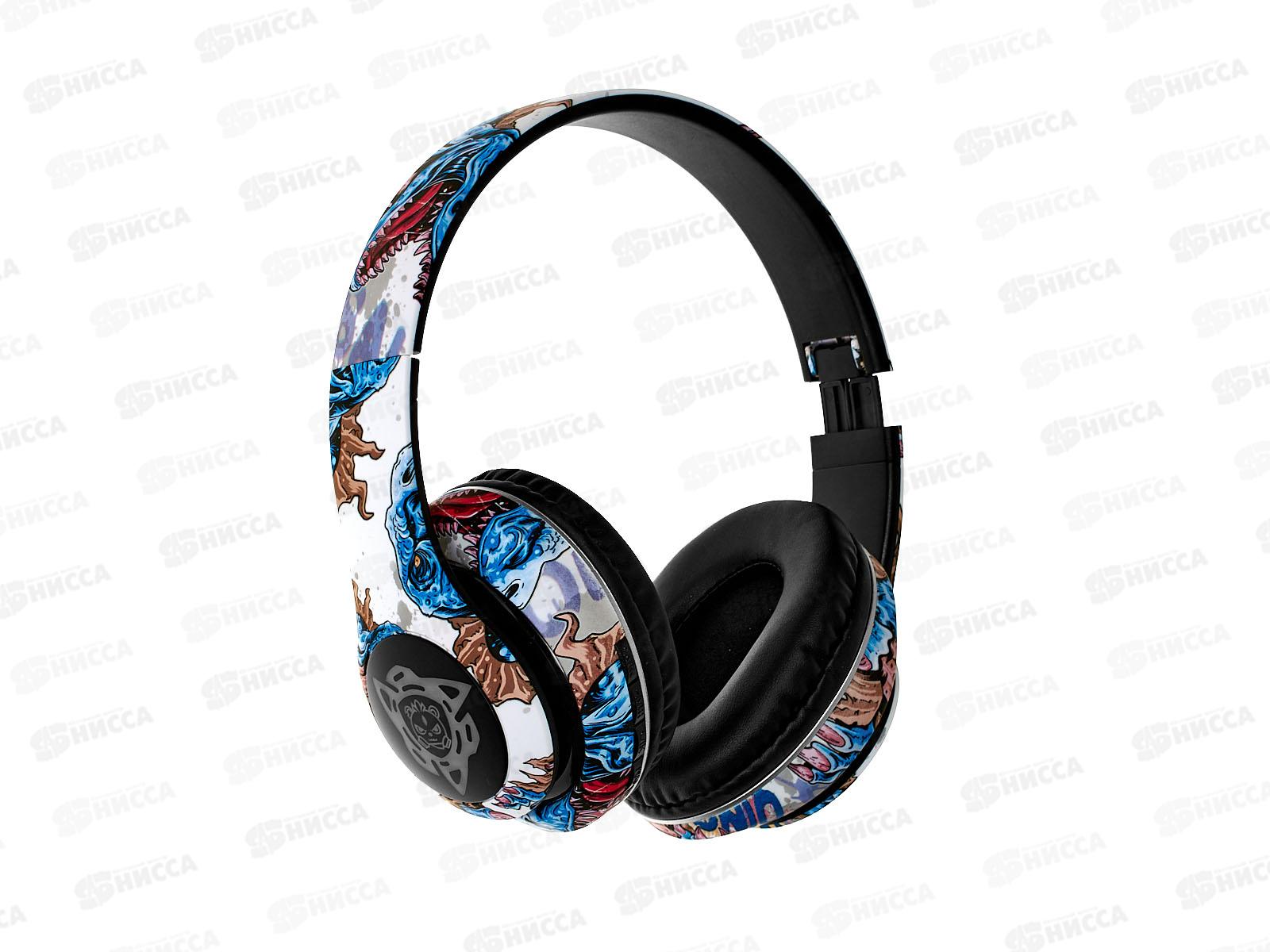 Наушники беспроводные OT-ERB48 Белые с рисунком, большие, гарнитура (bluetooth, FM/TF)