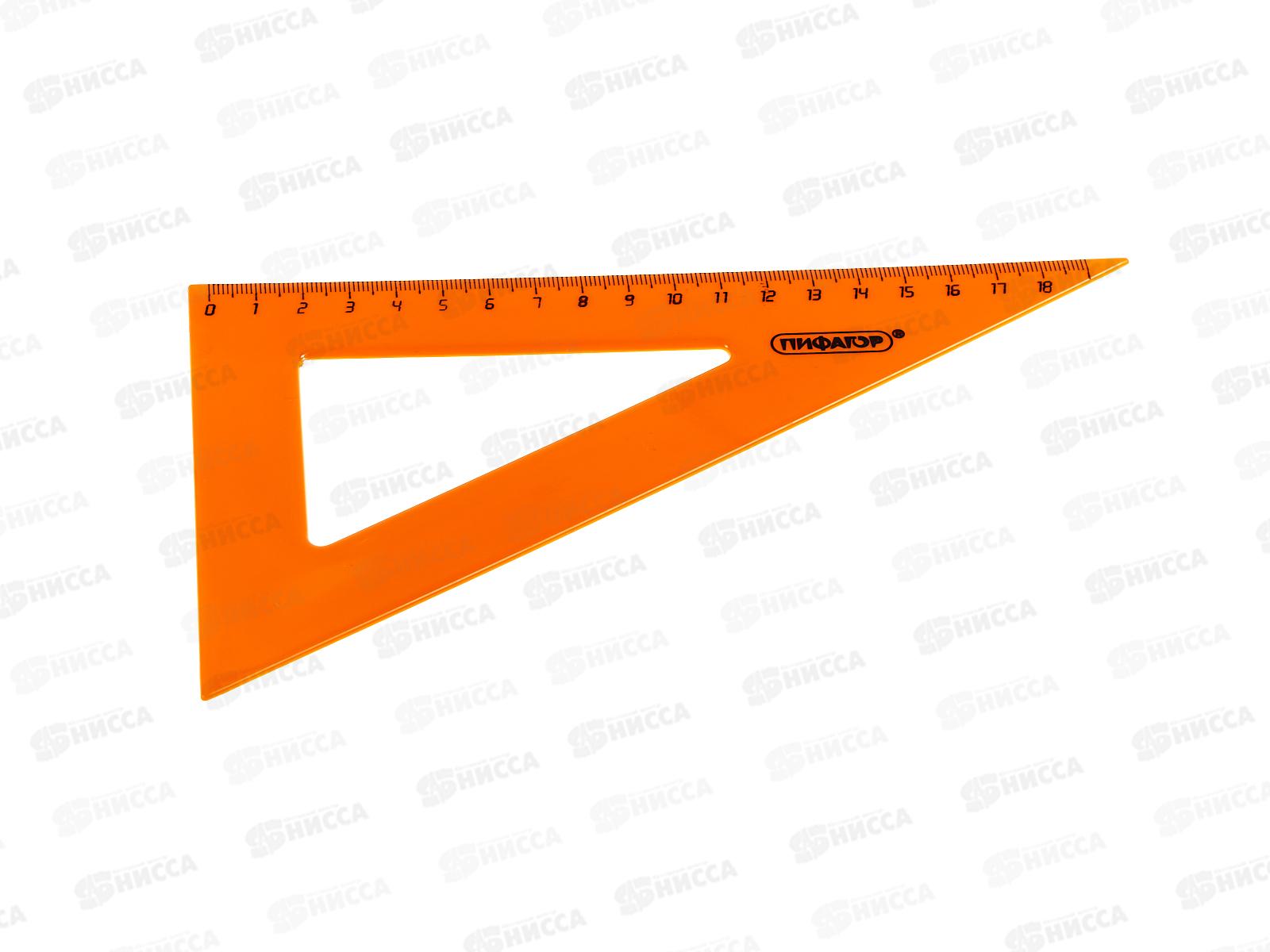 Угольник 30-60-90 18см ПИФАГОР ассорти  210794  *10