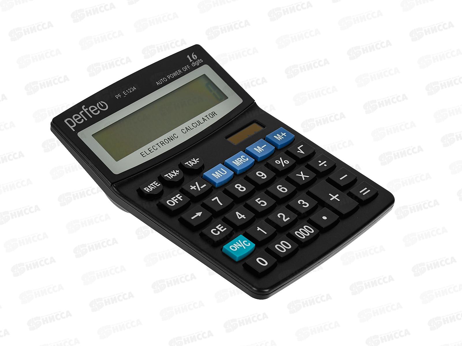 Калькулятор Perfeo PF_E1234 бухгалтерский 16раз. GT, черный