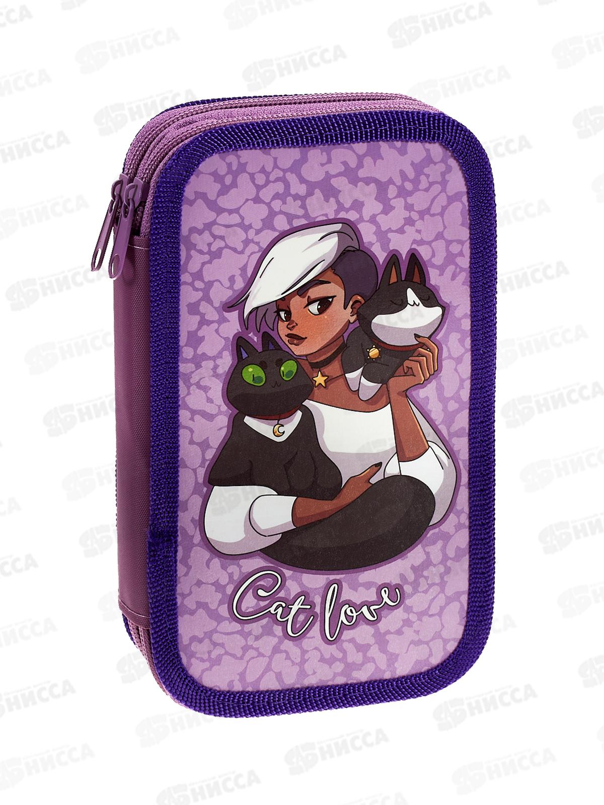 Пенал ПЧЕЛКА 2отд., Cats love 2023 190*105, ПО-090 *30