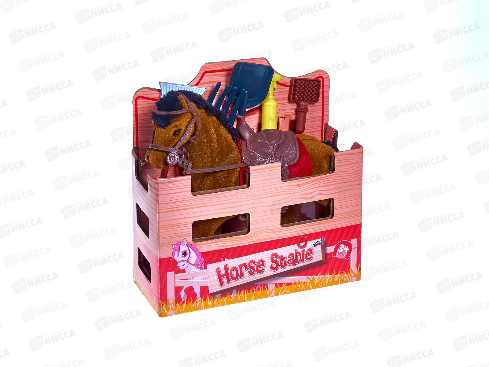 Игрушка Лошадь 3211N флоковая, с аксессуарами   гб