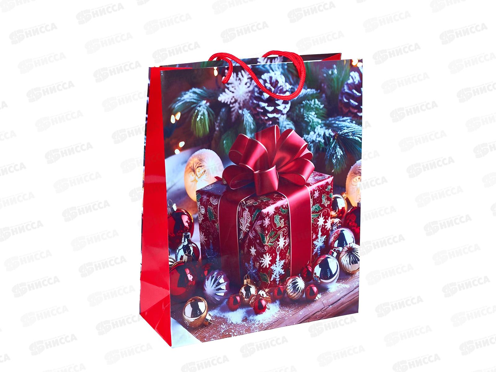 Пакет подарочный бумажный Mazari Новый год Подарок 26*32*10см М-8263