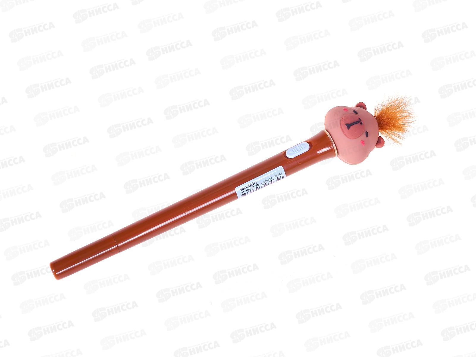 Ручка шар. MAZARI Capybara синяя, 0.7мм,с подсвет. M-15589-70 *36