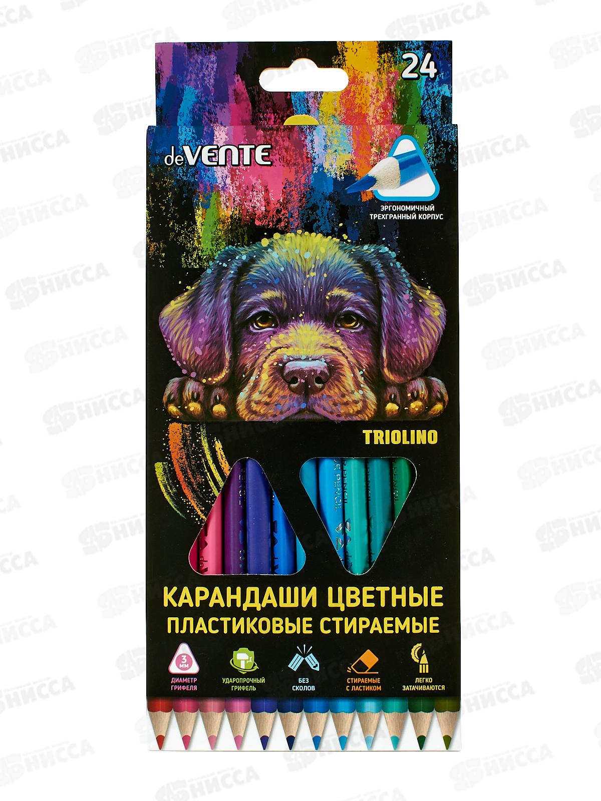 Карандаши 24цв deVente Triolino Erase трехгр. стир-е  5024550 *6/60