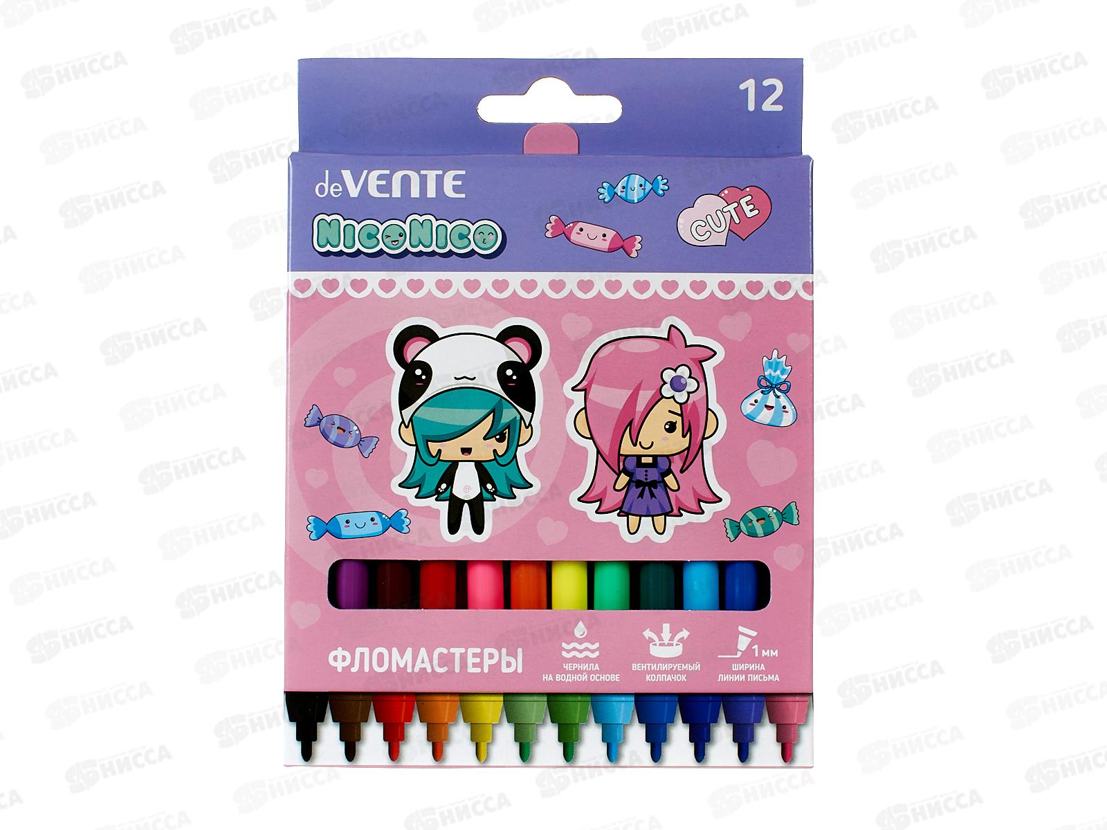 Фломастеры 12цв. deVente NicoNico невент. колп. к/к 5081346 *24/240