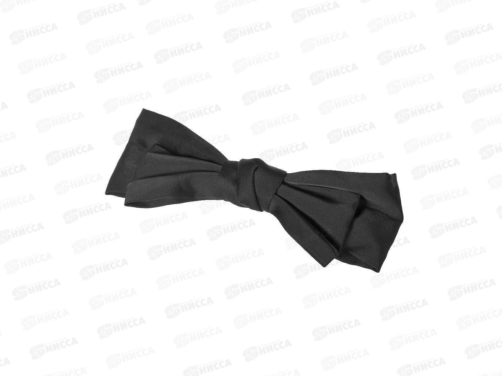 Заколка-автомат с бантом шёлк черная 18см №9655