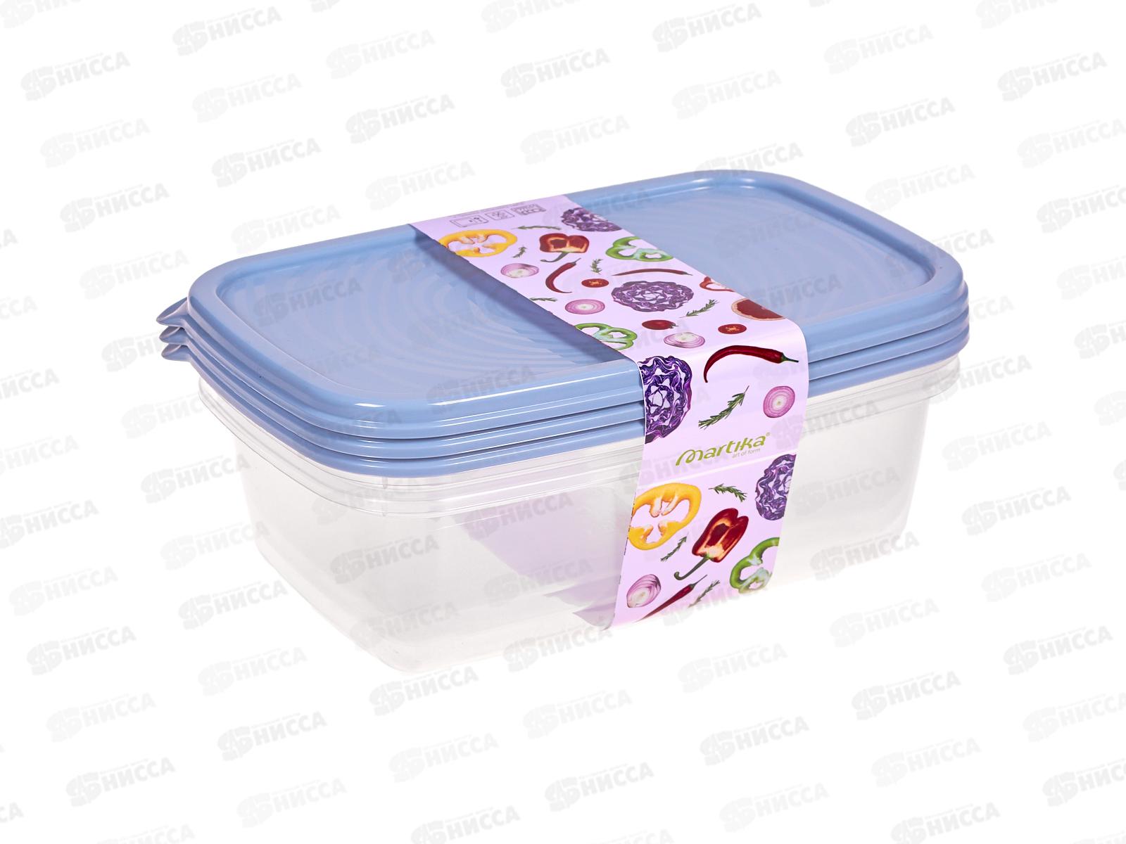 Контейнер Романо прямоугольн набор 0,9л 3шт С857 серо-голубой