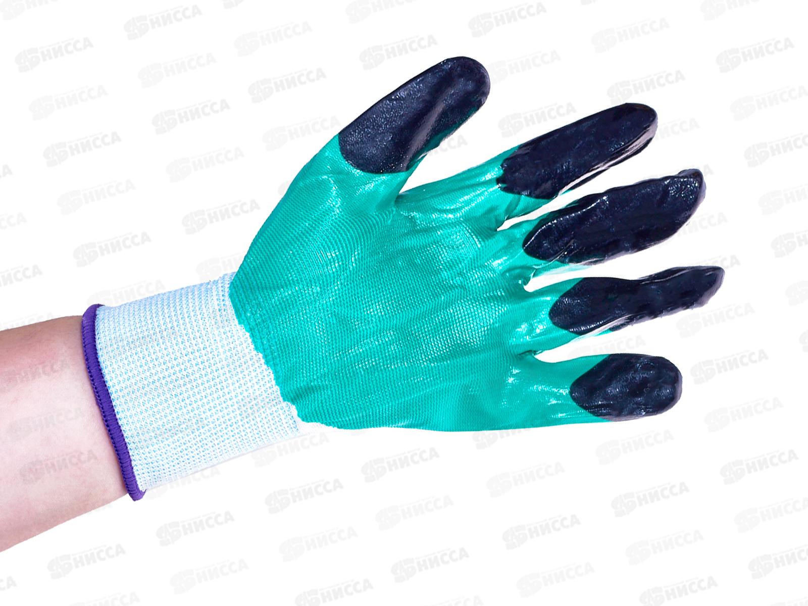 Перчатки нейлоновые №10 зеленые/черные №30/2 *12/960