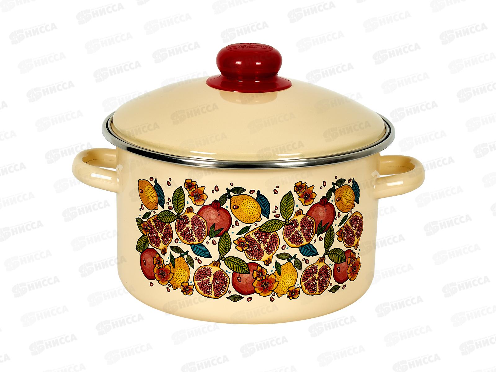 Кастрюля 3,0л эмал. с рис 21-Б1612/4 Гранатовый фреш Ваниль *4